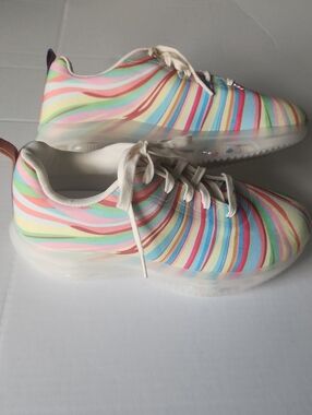 Pastel Rainbow Stripe  Lightweight Unisex Sneakers US Men 9.5–10/Women 12–12.5